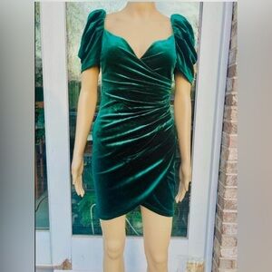 Y2K Evergreen Green Velvet Bodycon Dress